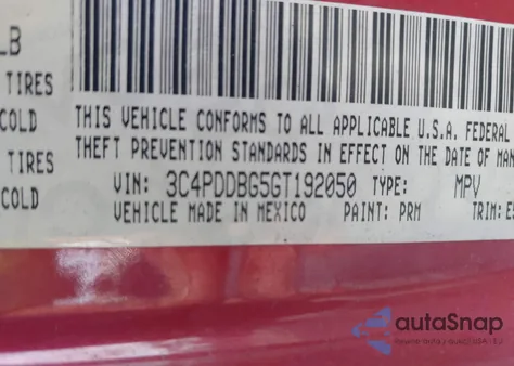 2016 Dodge Journey Sxt из США, поврежденный, VIN 3C4PDDBG5GT192050